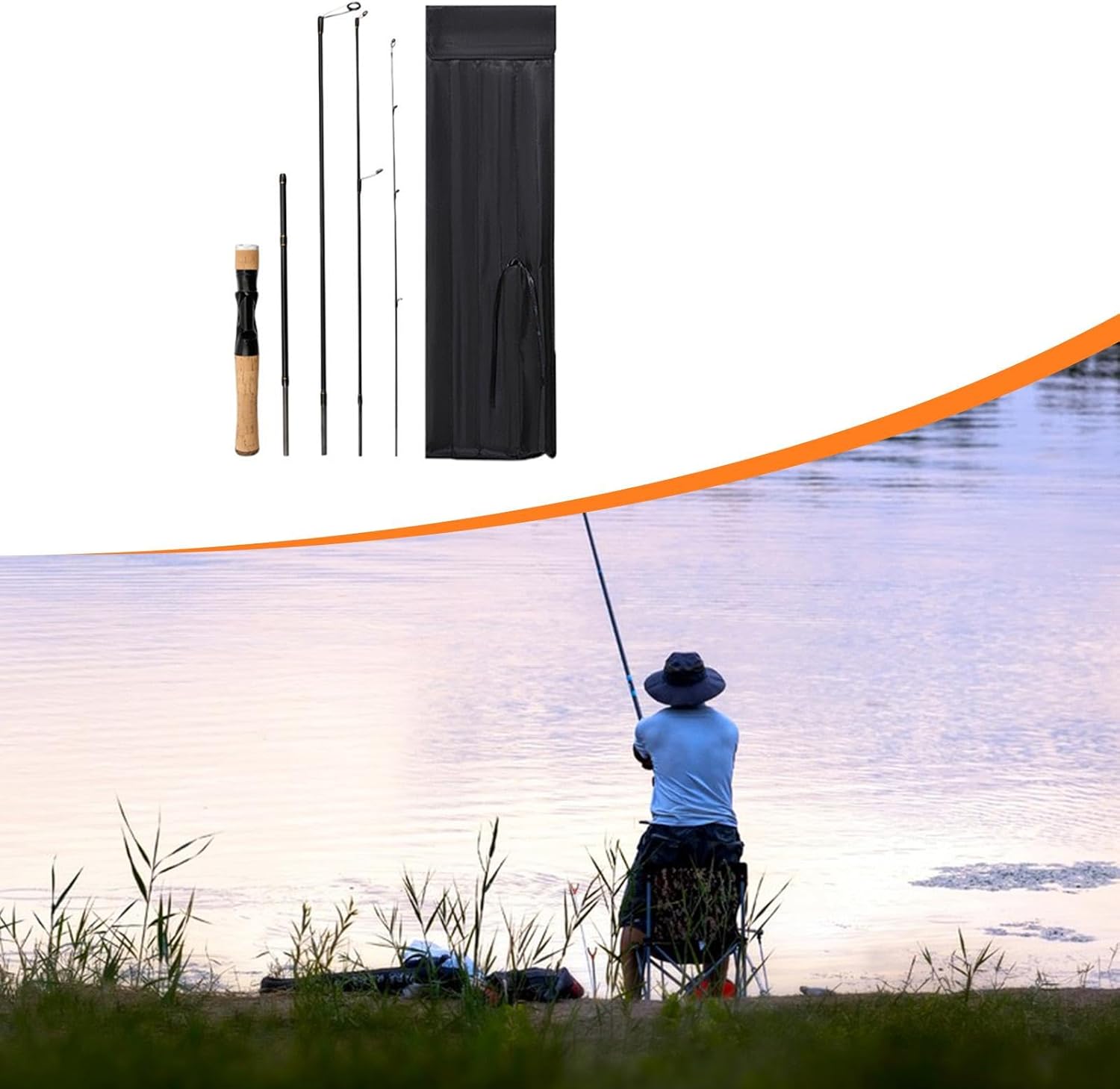 Milageto 5 Section Fishing Rod Casting and Spinning Rod Portable Carbon Fiber Fishing Rod Split Design for Surf, Xander, Bass