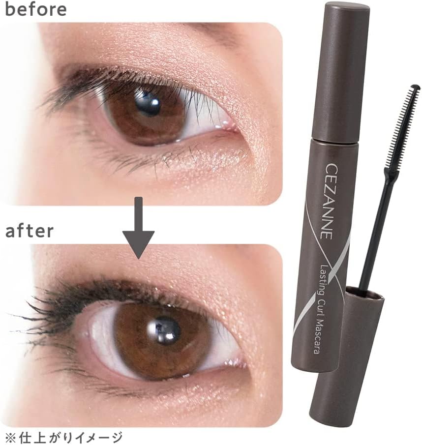 Cezanne Durable Curl Mascara 01 Black, 0.2 oz (5.0 g), Smudge Resistant, Long Fiber Blend, Double Comb, Sheer Black, Strong Curls