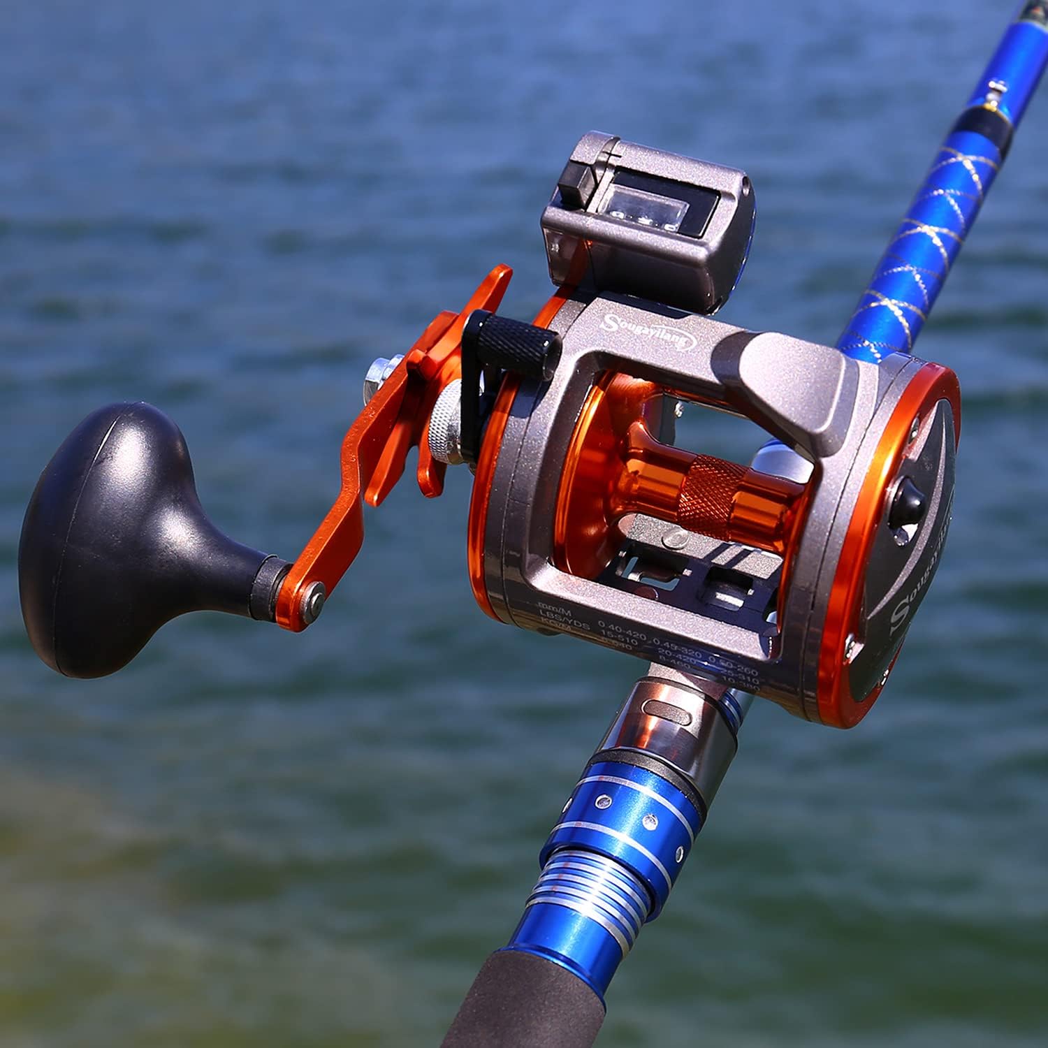 Sougayilang Line Counter Trolling Reel Traditional Level Wind Fishing Reel Thunder LS II 4000R-Right Hand