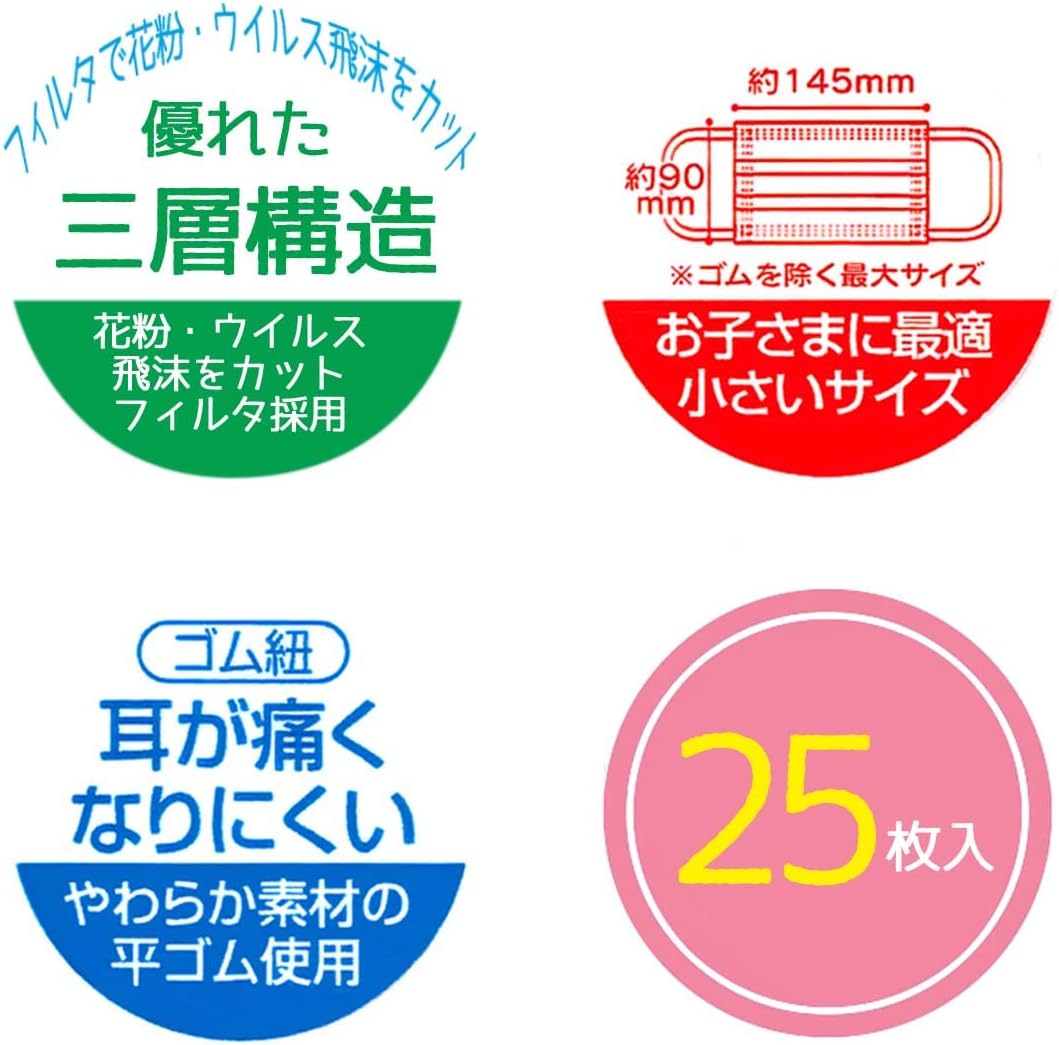 Skater MSKP25-A Non-Woven Mask for Kids, 25 Count, Triple Layer, Boxed, Hello Kitty Sanrio