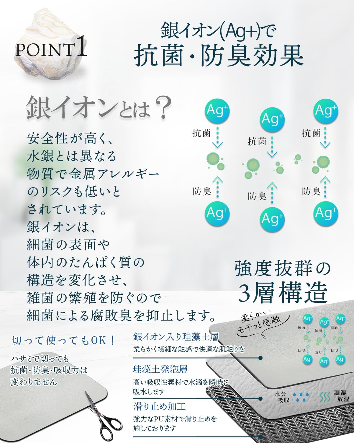Dish Drainer, Mat, Diatomaceous Earth, Silver Ion, Made in Japan, Kitchen Tableware (7.9 x 11.8 inches (20 x 30 cm), Old Lace)
