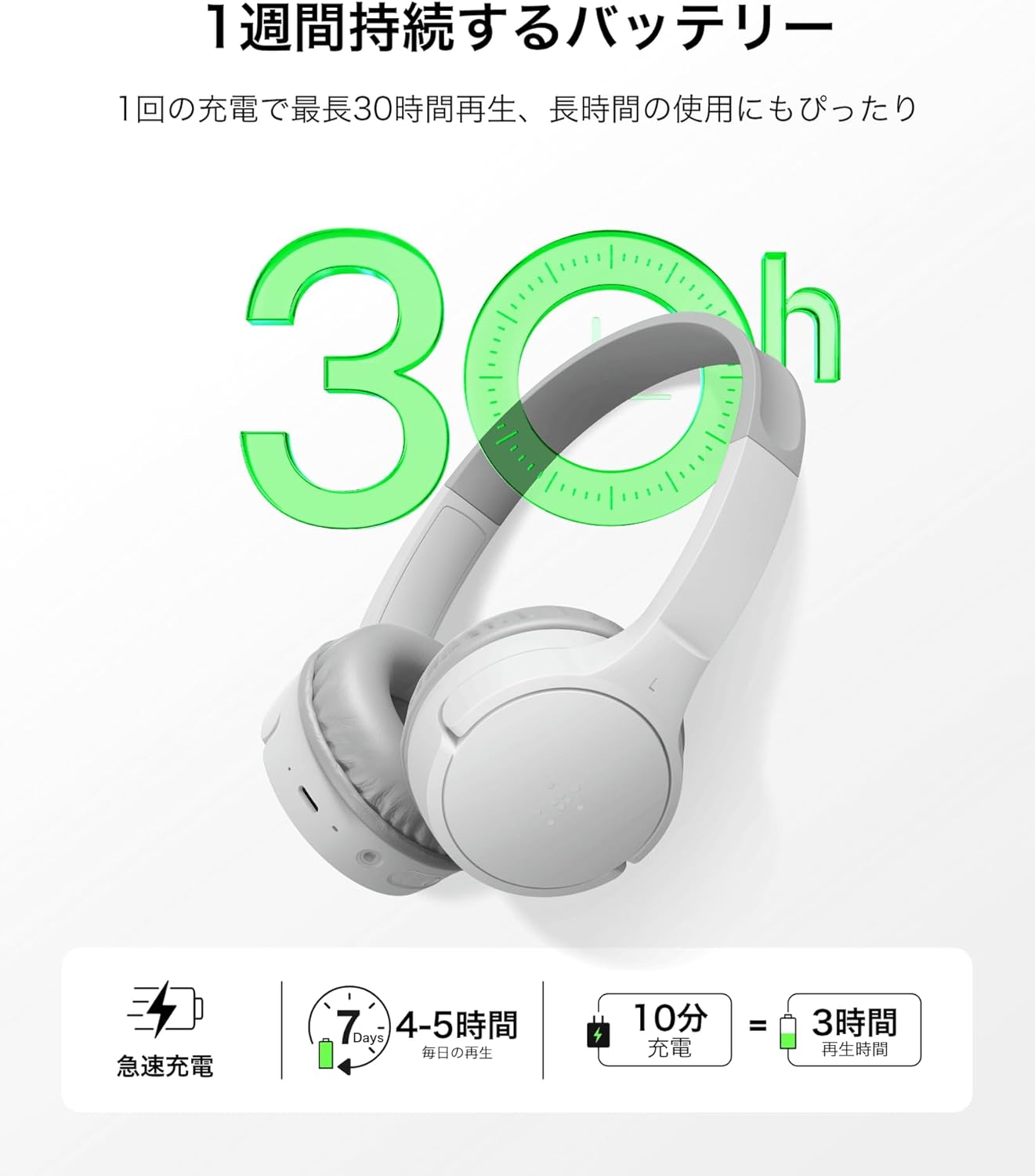 Belkin Kids Wireless Headphones Headset with Call Microphone Volume Limit Function Voice Chat with Microphone Up to 30 Hours Continuous Playback Bluetooth 5.0 Waterproof Compatible with Wired