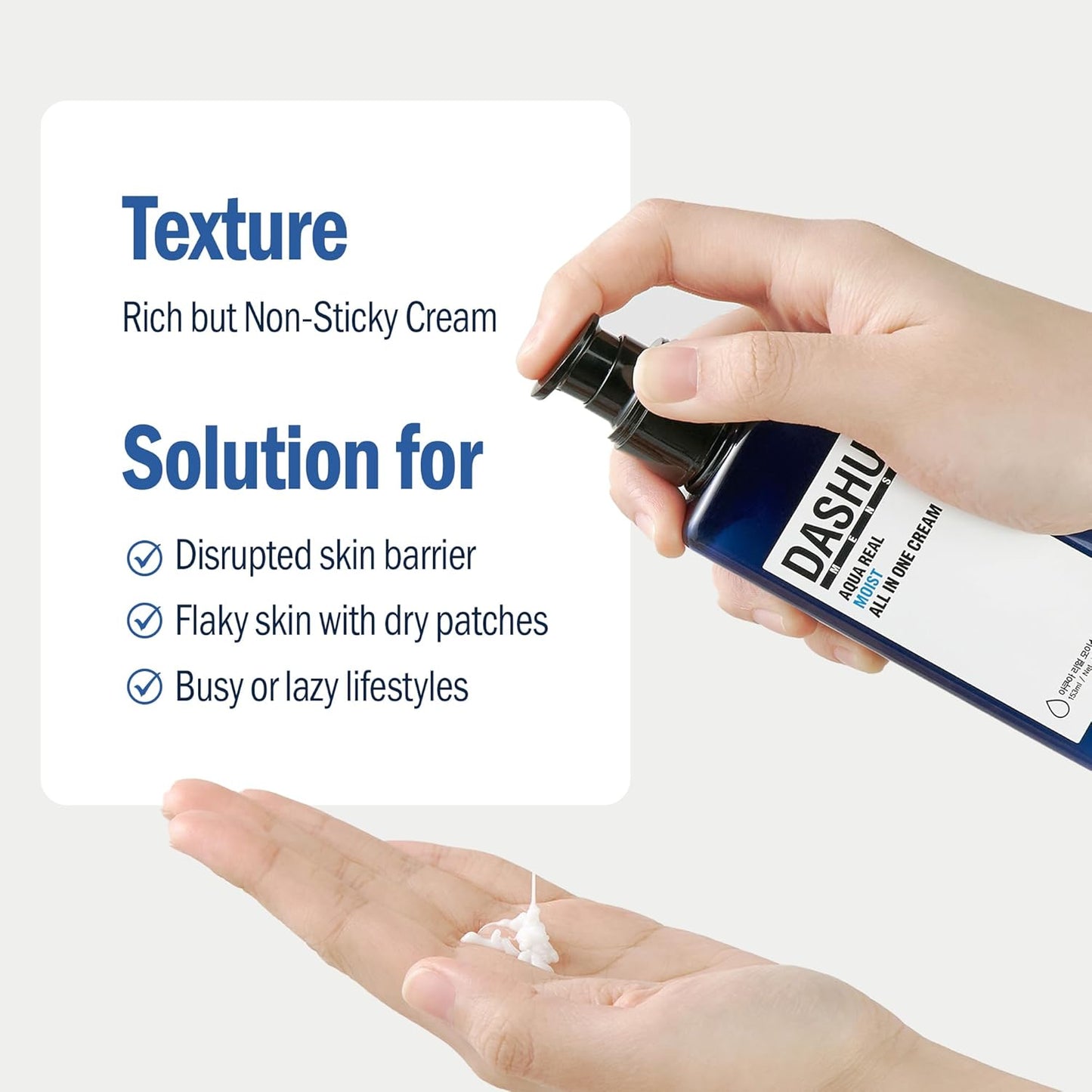 DASHU 5 in 1 Men's All-in-One Cream Aqua Real Moist All-in-One Cream Moisturizing Lotion Serum Dry Skin Normal Skin 5.17 fl oz