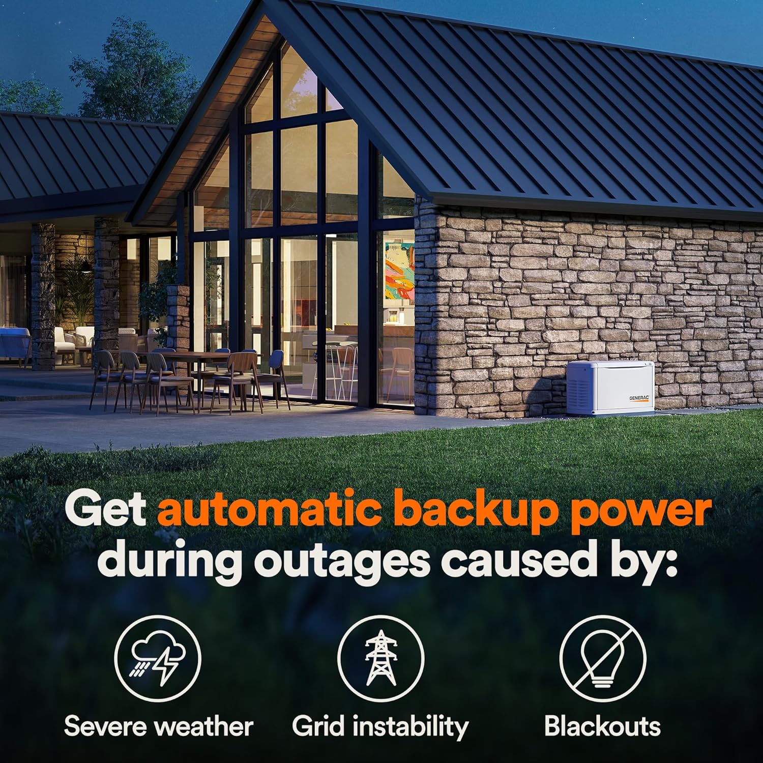 Generac Guardian 26KW Tough Durable All Aluminum WiFi Enabled Home Standby Generator with G-Force Engine and 200Amp Transfer Switch