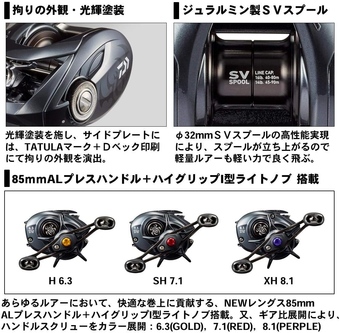 ダイワ(DAIWA) ベイトリール 20 TATULA SV TW タトゥーラ (右/左ハンドル) (2020モデル)