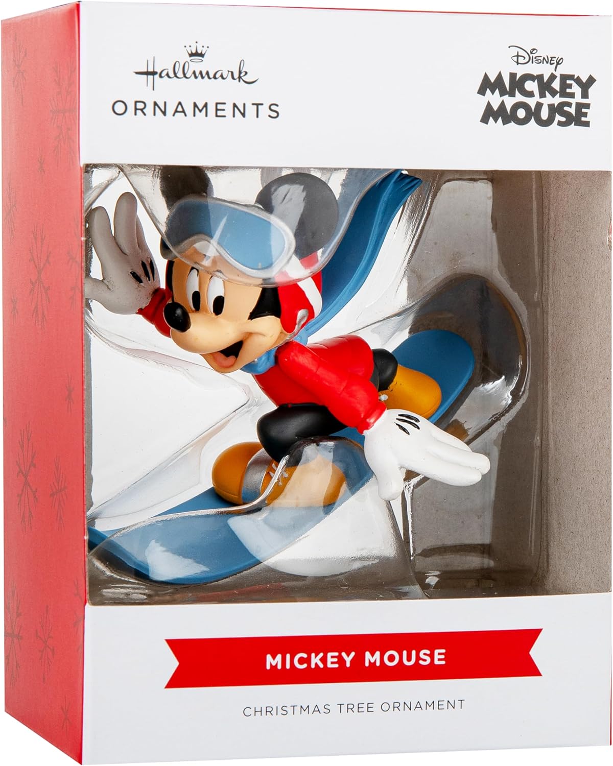 Hallmark Adorno de snowboard de Mickey Mouse, decoración de árbol de Disney, adorno colgante de Disney, adorno colgante, regalo para Navidad