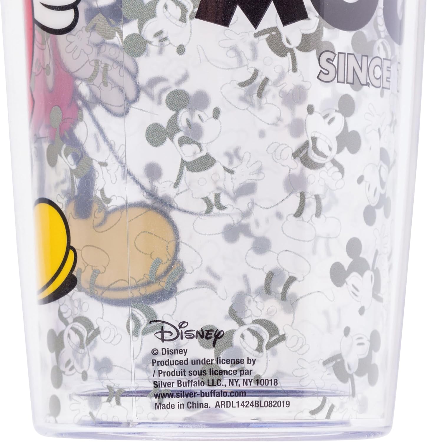 Silver Buffalo Disney Vintage Mickey Mouse Since 1928 - Vaso de viaje de doble pared con tapa de cierre deslizante, 20 onzas