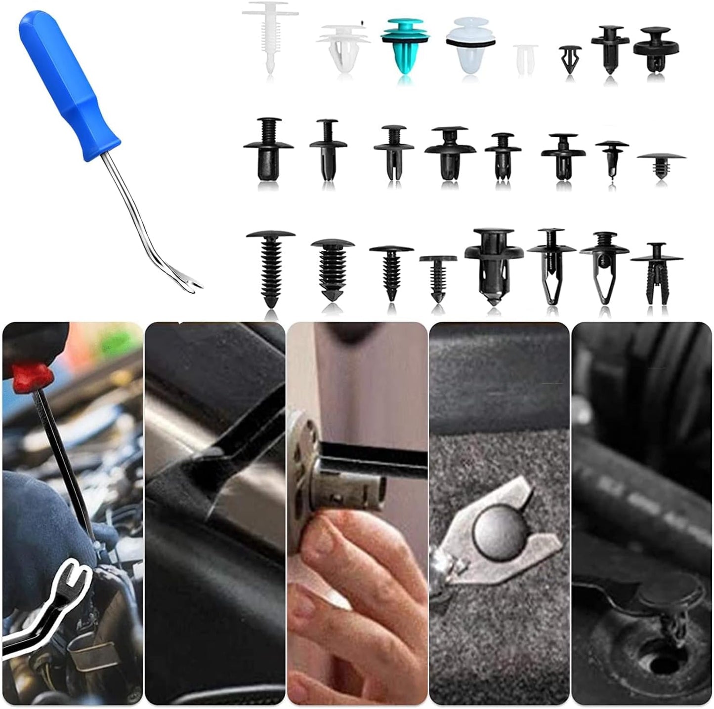 C140 Rivets Automotive Fender Bumper Clip, Push Rivets, 821 Pieces, 24 Types, Universal Fixing, Nylon, Push Type, Car Clip Trim Clip, Rivet Set, Panel Removal Tool, For Toyota, Honda, NISSAN,