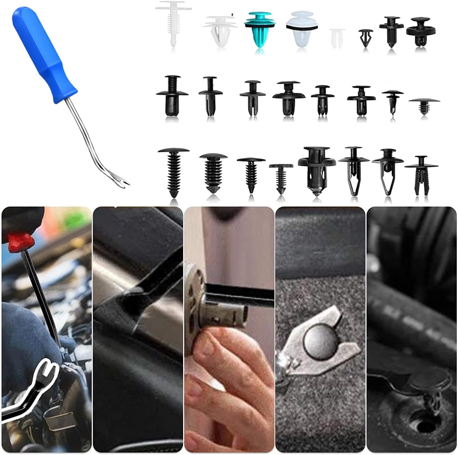 C140 Rivets Automotive Fender Bumper Clip, Push Rivets, 821 Pieces, 24 Types, Universal Fixing, Nylon, Push Type, Car Clip Trim Clip, Rivet Set, Panel Removal Tool, For Toyota, Honda, NISSAN,