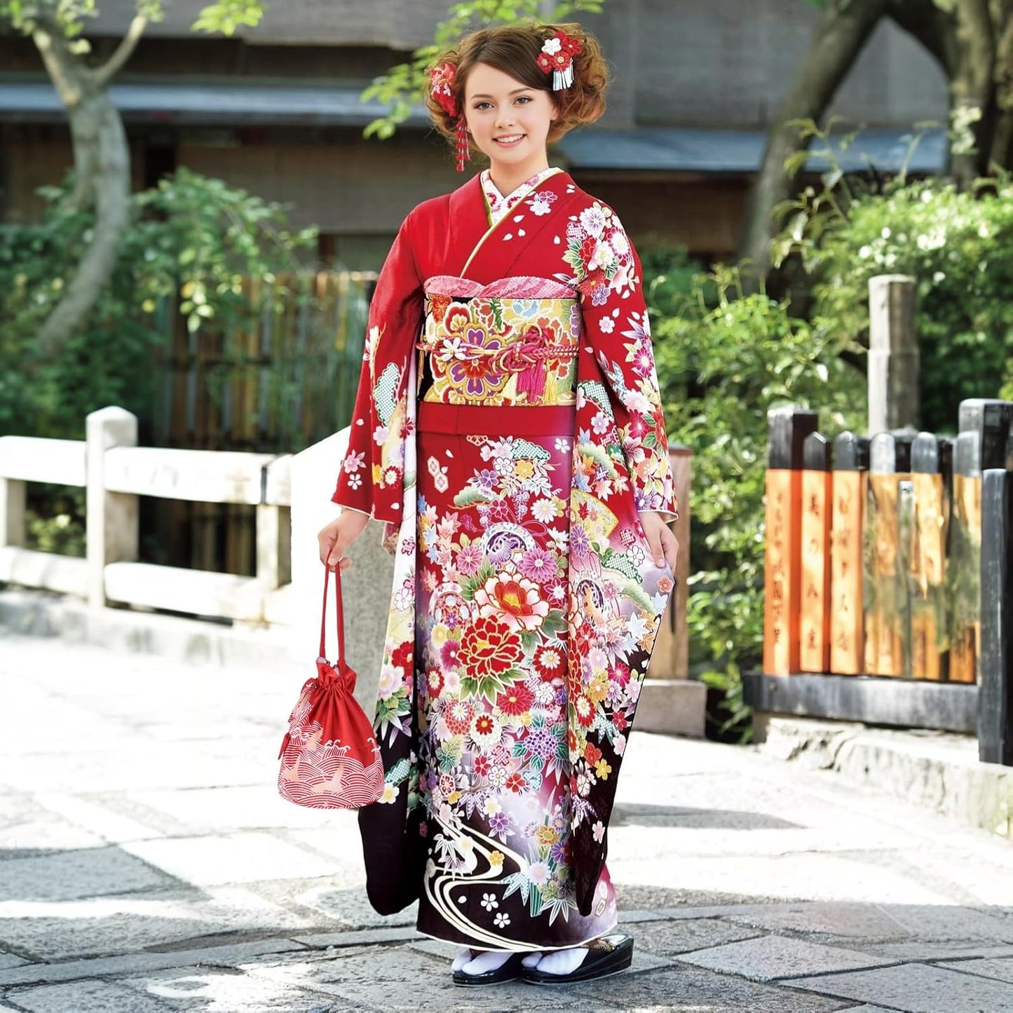 Yukata Bag, Drawstring Kimono, Kimono, Handbag, Cute, Hakama, Clothing, Japanese Accessories, Drawstring Bag, Japanese Pattern, Graduation Ceremony, Wedding, Fireworks Display, Shichi-Go-San Summer