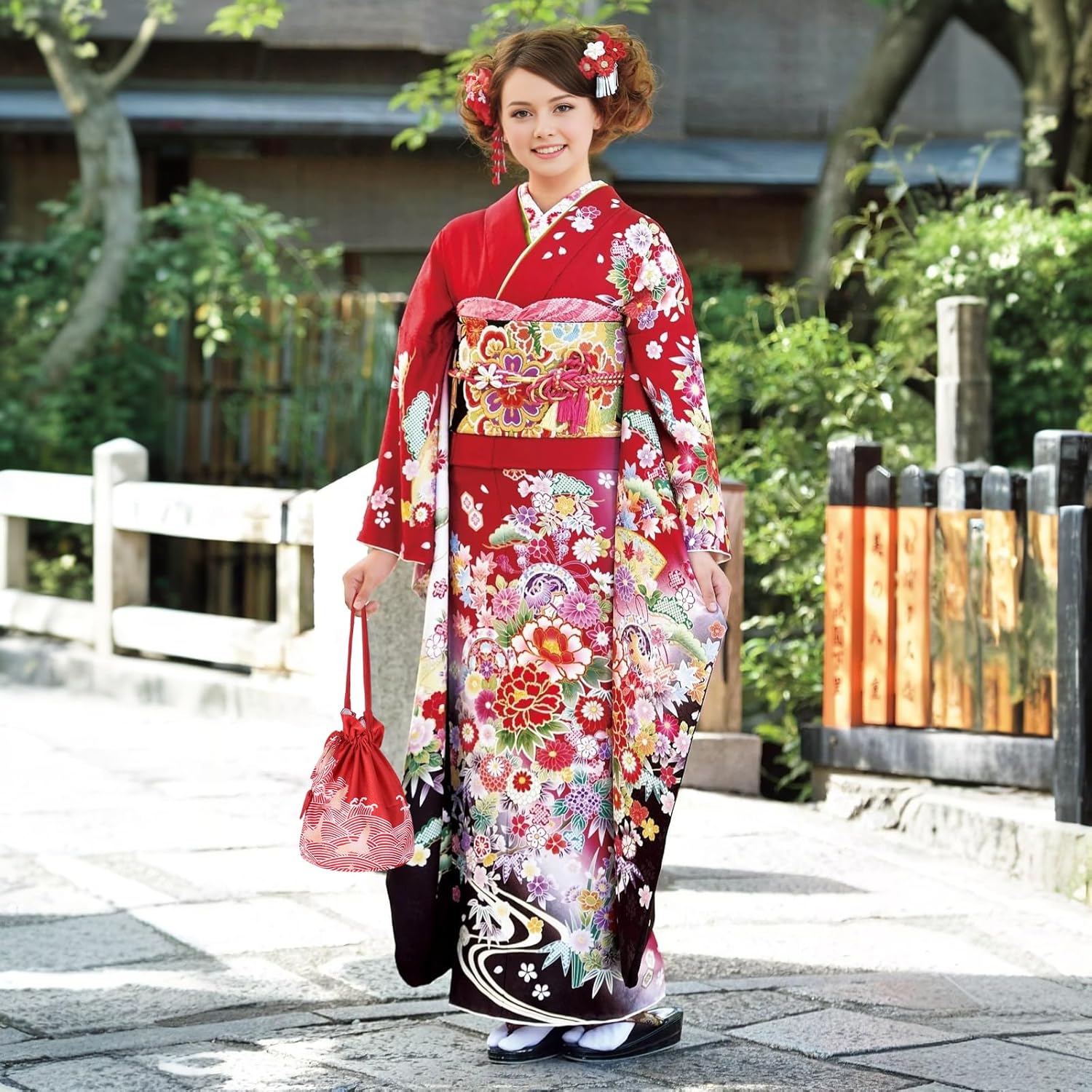 Yukata Bag, Drawstring Kimono, Kimono, Handbag, Cute, Hakama, Clothing, Japanese Accessories, Drawstring Bag, Japanese Pattern, Graduation Ceremony, Wedding, Fireworks Display, Shichi-Go-San Summer