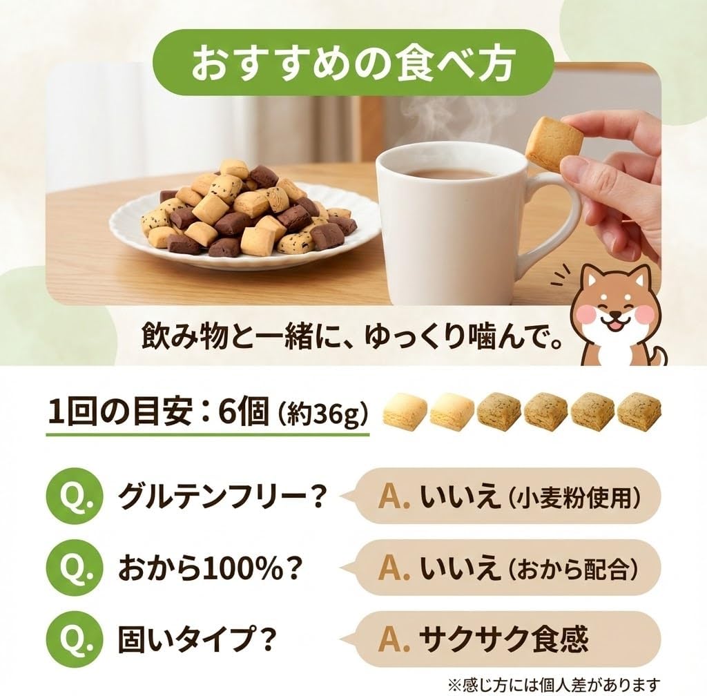 Soy Milk Okara Cookies, 2.2 lbs (1 kg), Plain, Cocoa, Black Sesame, Diet, Candy, Cookies, Low Sugar, Snacks, Large Capacity, No Additives, Low Sugar