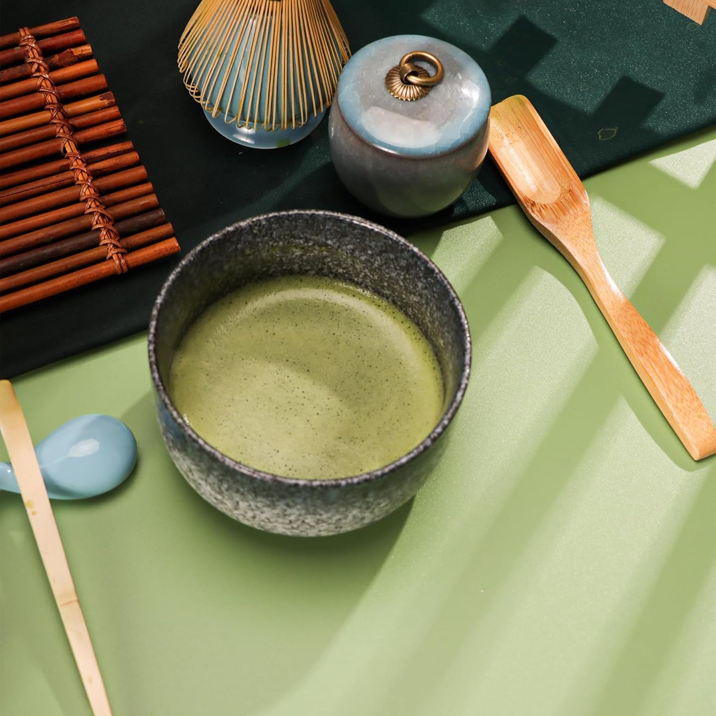 DiDiBirDi Matcha Bowl Set, Matcha Bowl, 9 Piece Set, Suitable for Beginners, Can Also Be Used as a Gift Matcha Whisk Stand, Matcha Bamboo Scoop, Natural Bamboo Wooden Spoon, Traditional Bamboo Chasen