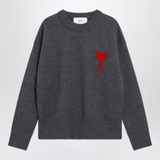 Ami Paris Gray Ami De Coeurウールのセーター - Image 6