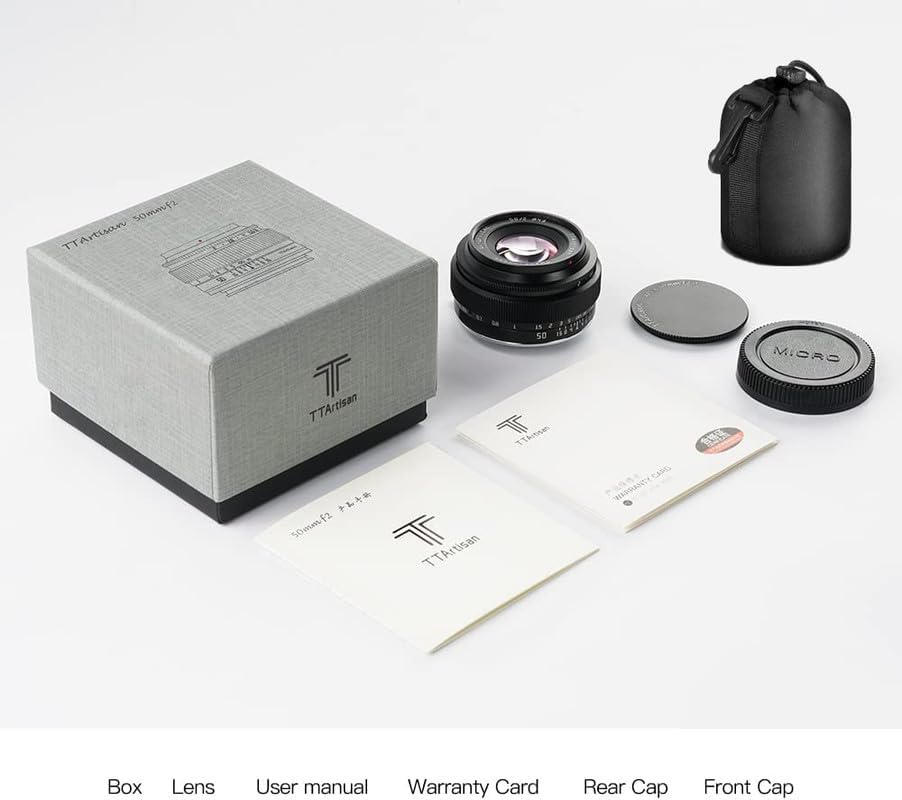 TTArtisan 50mm f2 Full Frame Manual Focus Fixed Camera Lens for Canon EOS-M Mount M1 M2 M3 M5 M6 M6II M10 M100 M50 M50II M200 Black