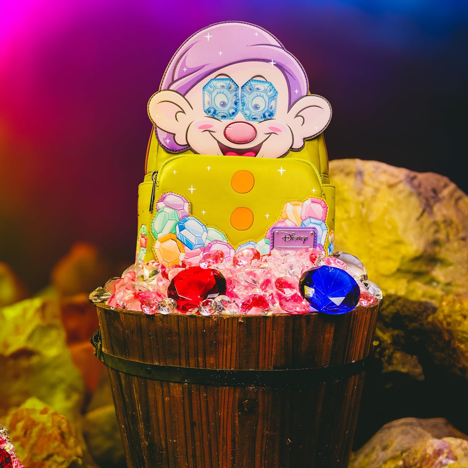 Loungefly Disney Snow White: Diamond Dopey Mini-Backpack, Exclusive Backpack, Multi-Colour, One Size Unisex
