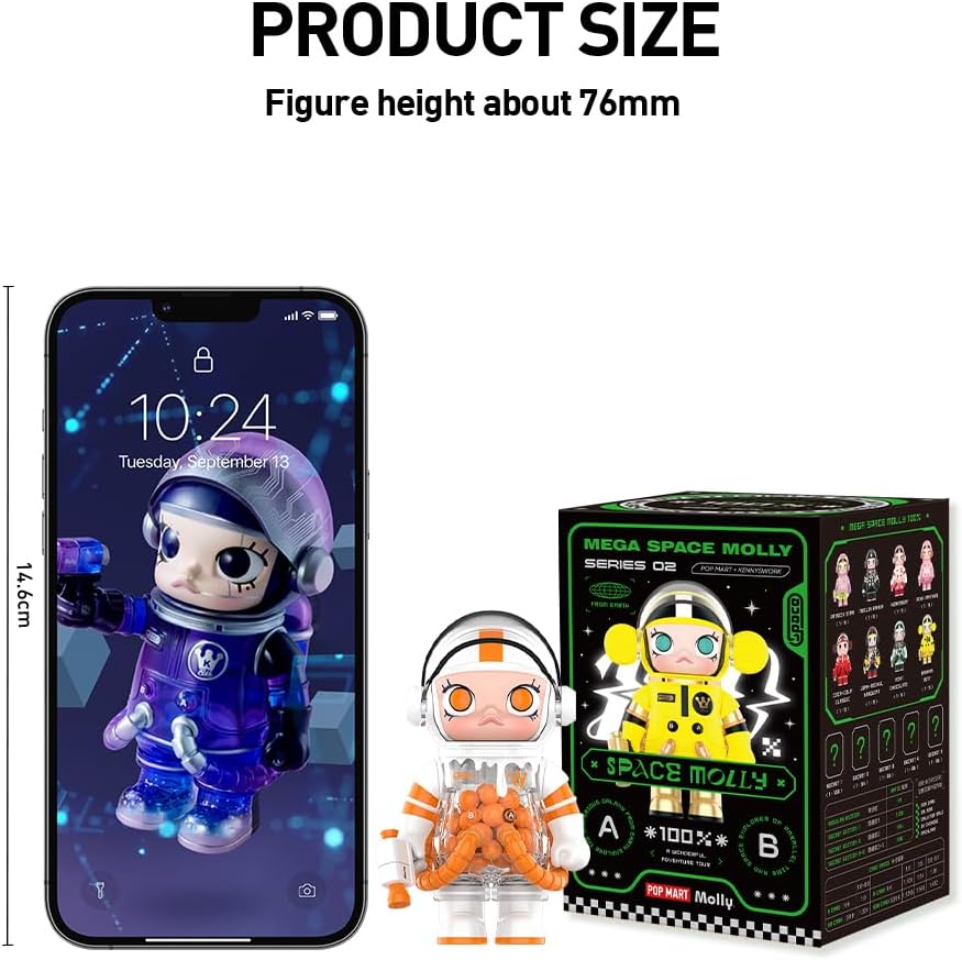 POPMART MEGA SPACE MOLLY 100% Series (Piece) Popmart Plush Toy Blind Box Figure, Plastic Model, Premium Toy, PVC, Soft Vinyl, Original Characters, Birthday Gift