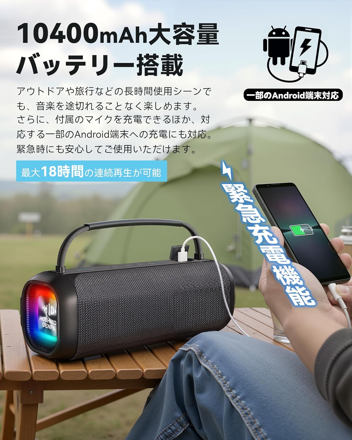 Wireless Microphone Speaker Bluetooth 5.3 Hoshikou Denpa Karaoke Microphone Set with Built-in Amplifier Large Capacity Battery Rechargeable Portable Speaker Supports USB/TF/AUX Home Mini Amplifier