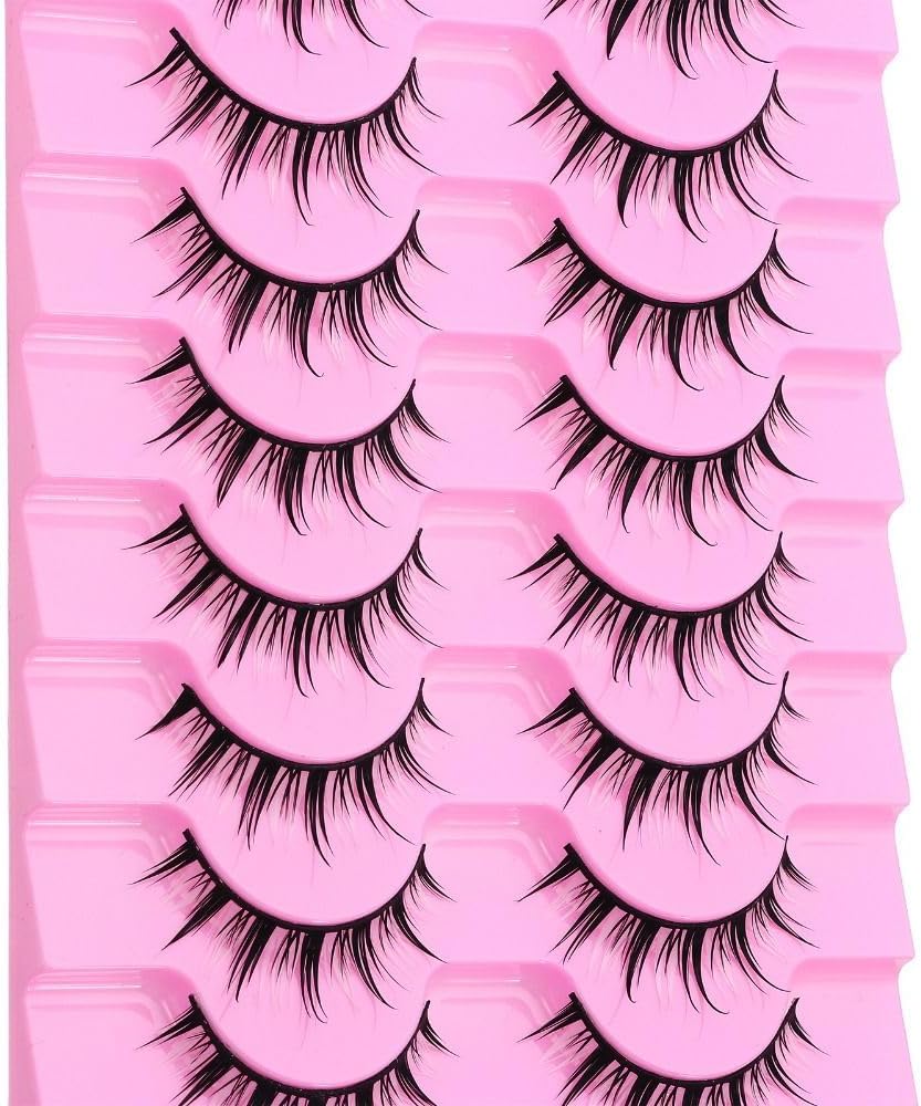 10 Pairs Black and White Cartoon Eyelashes Japanese Anime Cosplay Eyelashes Spiky Wet Look Eyelashes 13mm Asian False Eyelashes Cluster