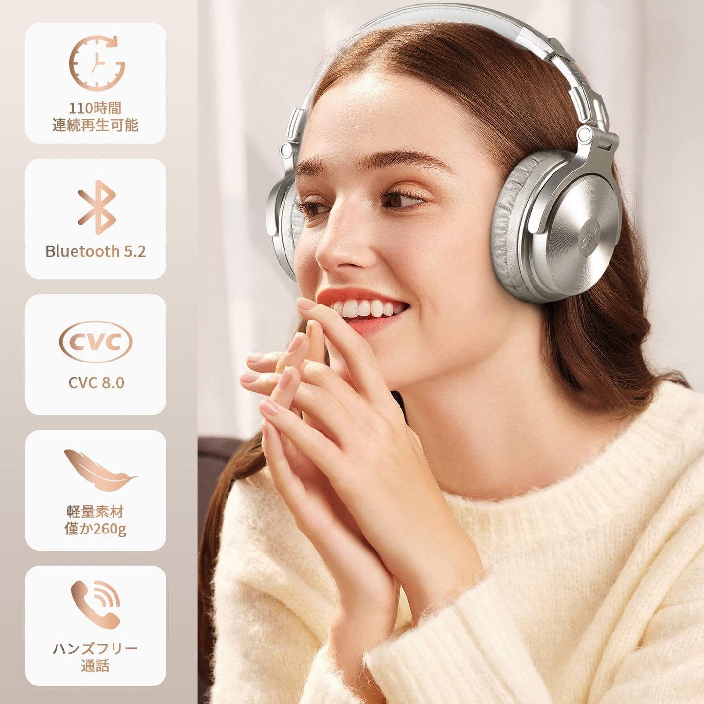 OneOdio ProC Wireless Headphones, Bluetooth Headphones Wired/Wireless Dual-Use, Enhanced Bass, Bluetooth 5.2, AAC Compatible, 110 Hours Playtime, Built-in Microphone
