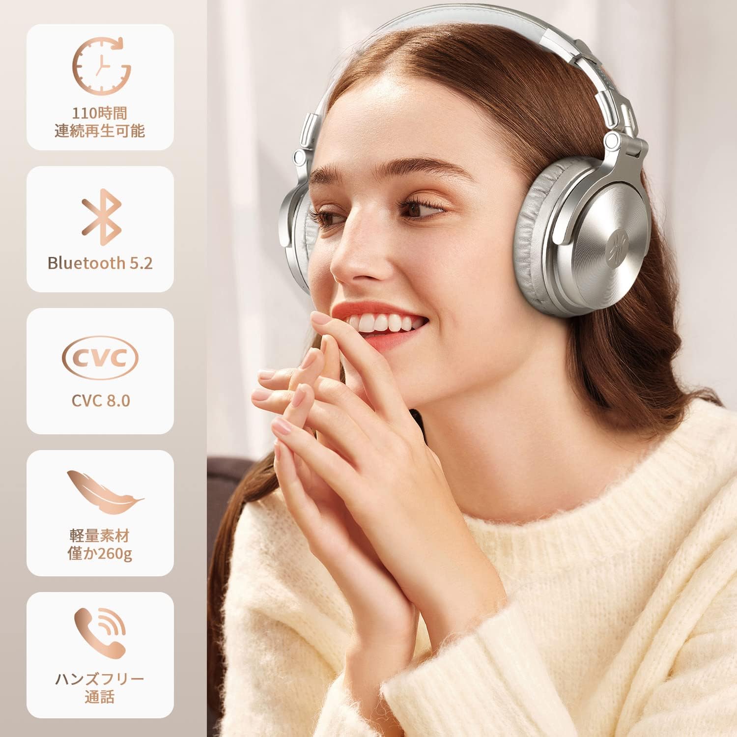 OneOdio ProC Wireless Headphones, Bluetooth Headphones Wired/Wireless Dual-Use, Enhanced Bass, Bluetooth 5.2, AAC Compatible, 110 Hours Playtime, Built-in Microphone