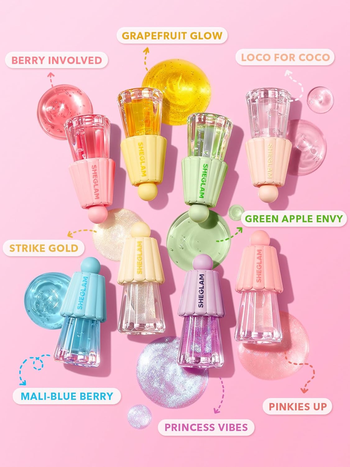 SHEGLAM Jelly Wow Hydrating Lip Oil, Ultra Glossy, Non-Sticky, Moisturizing, Lip Line Care - Princess Vibes