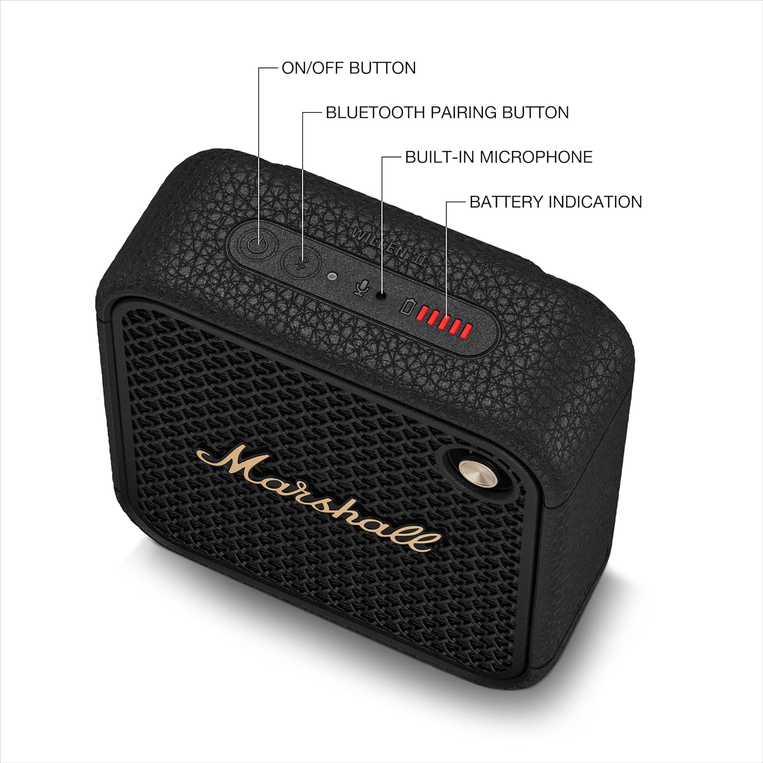 Marshall Wireless Portable Waterproof Speaker Willen II Black & Brass Continuous Playback 17 Hours/IP67 Waterproof/Ultra Compact/Fast Charging [Domestic Genuine Product]