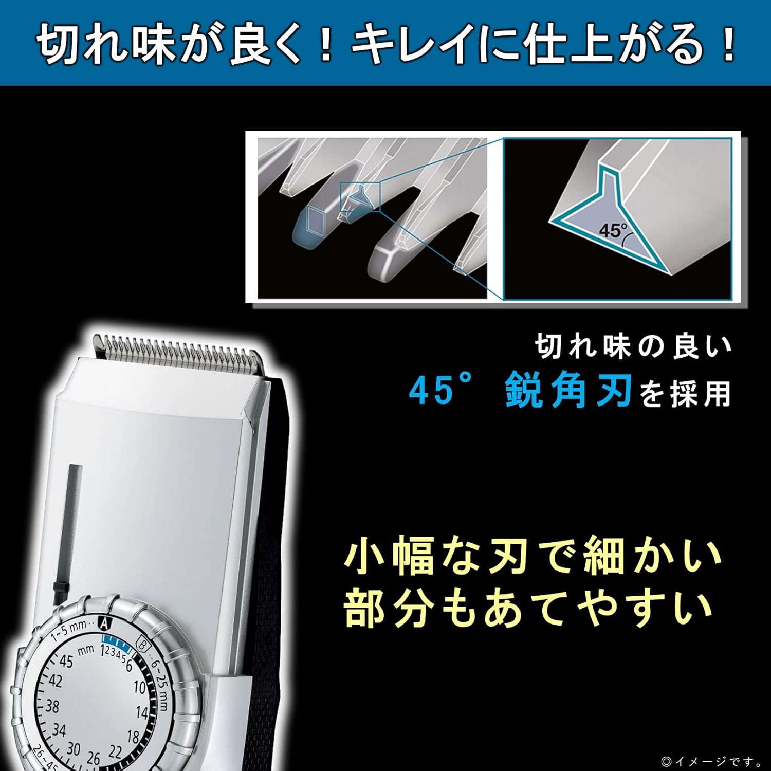 Panasonic Hair Cutter Clipper for Short Hair, Rechargeable & AC-Powered, Silver ER-GC74-S