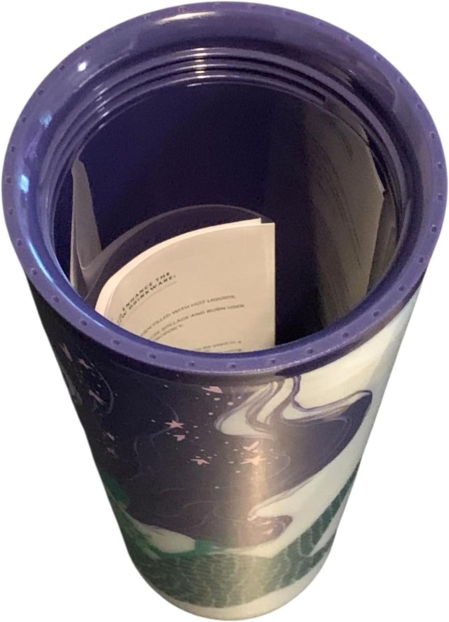 Starbucks Siren Mermaid Pearlescent Purple Venti - Vaso de doble pared con tapa para popote o sorbo 24 onzas