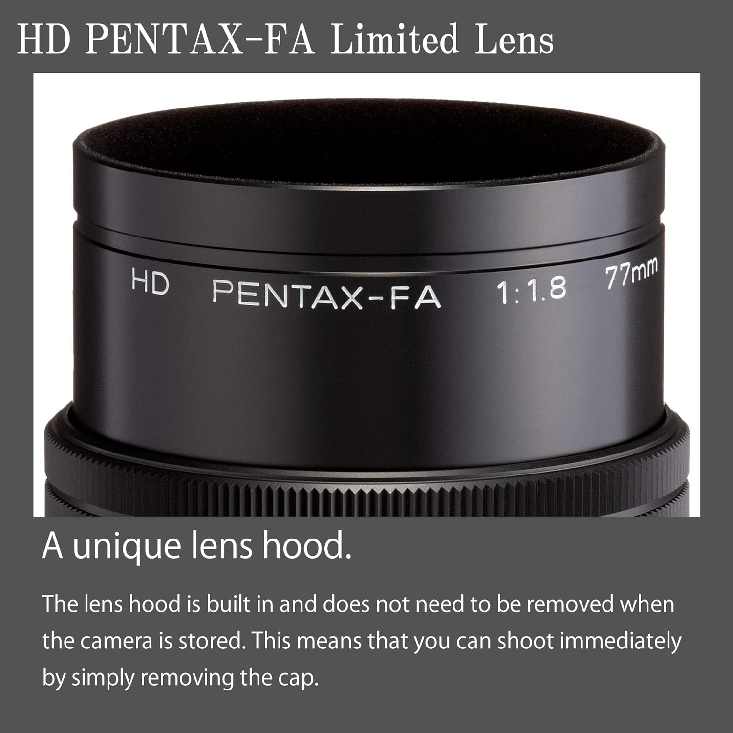 Pentax HD 77mmF1.8 Limited Silver Medium Telephoto Prime Lens with High Performance HD Coating Round Diaphragm (27890)