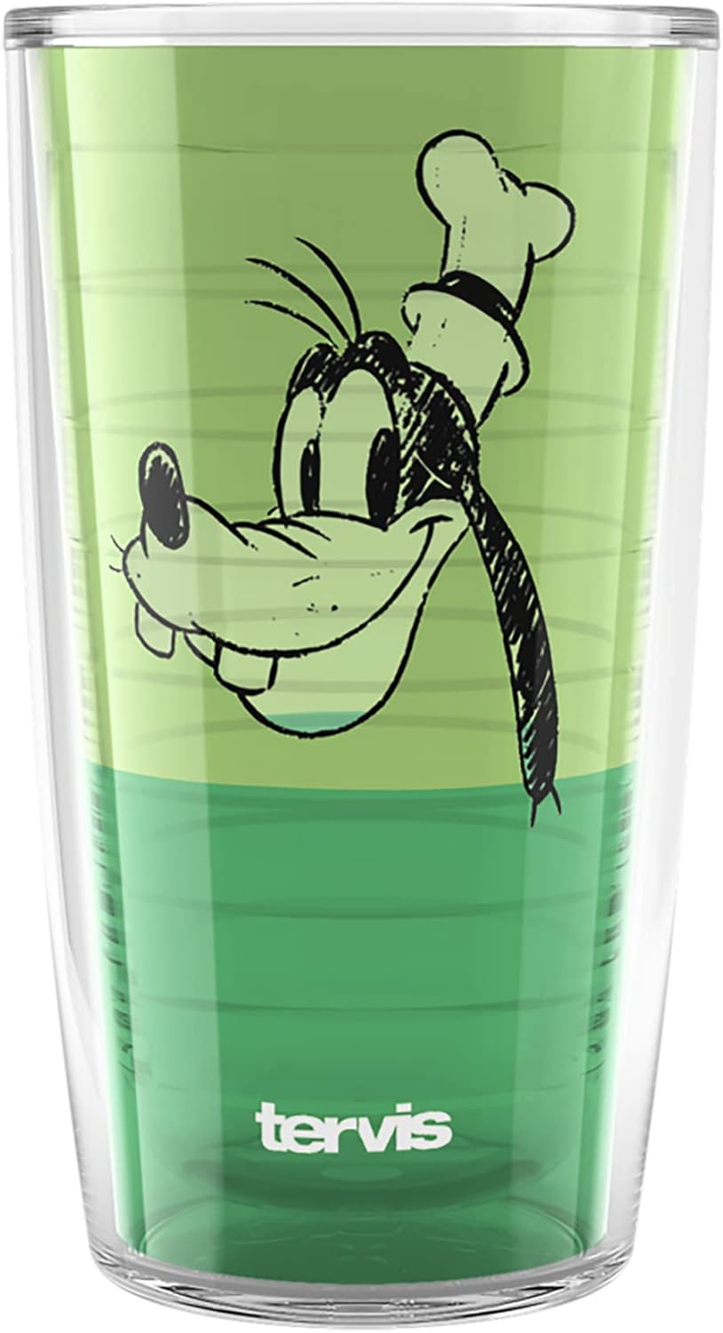 Tervis Disney Fundamentals Collection - Vaso aislado de doble pared hecho en Estados Unidos mantiene las bebidas frías y calientes, 16 onzas, paquete de 4, surtido