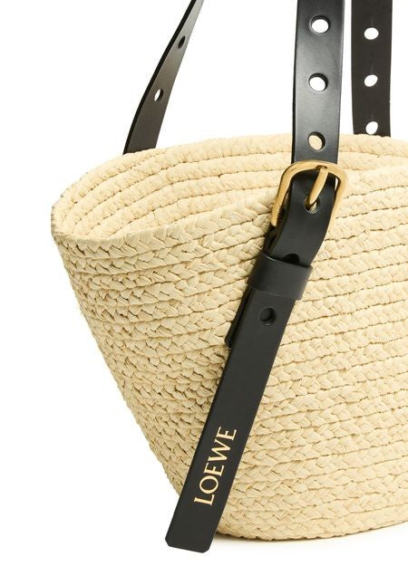 LOEWE Punch Hole small basket in raffia and calfskin - Image 6