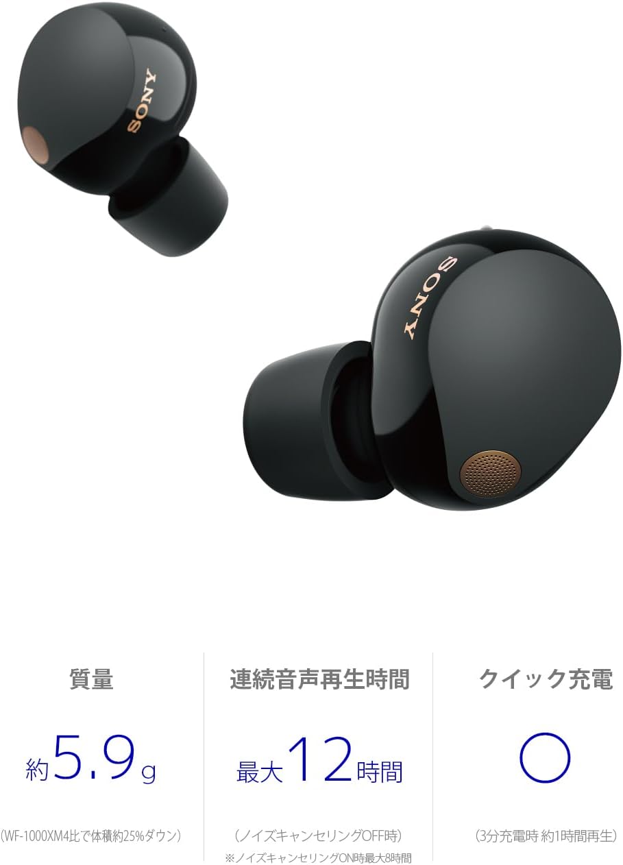 Sony WF-1000XM5 Wireless Noise Cancelling Earbuds, MISIA CM Model/Fully Wireless/Outstanding Noise Cancelling Performance/Small and Lightweight Design/High Quality Microphone Calling Quality/Built-in