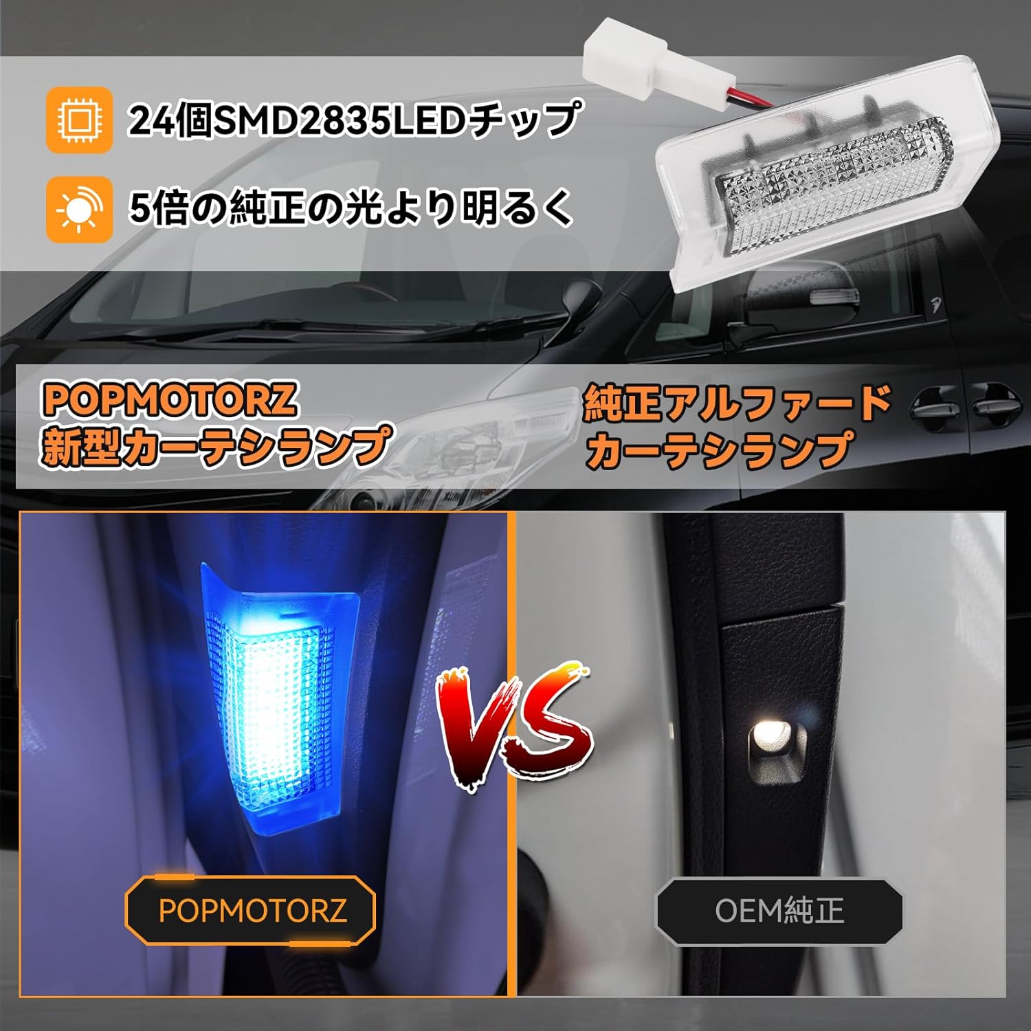 POPMOTORZ Toyota Alphard 40 Series Vellfire 40 Courtesy Lamp, 3 Row Chip LED, Sliding Door Spot Lamp, Door Welcome Light, Rear Sliding Door Dedicated Design for Toyota Vehicles, Genuine Replacement