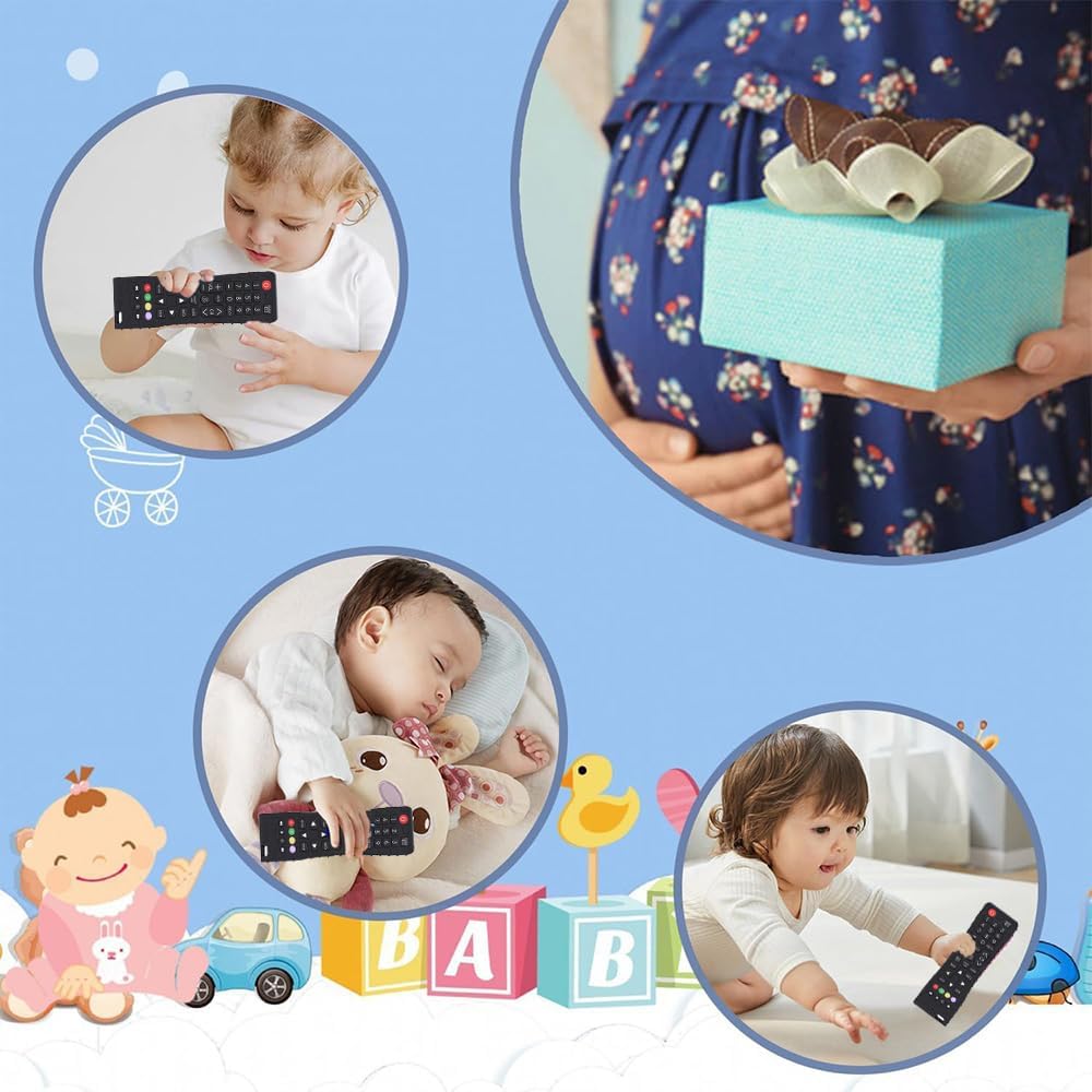 LIKENNY Baby Toy, Baby Remote Pacifier, Silicone, Baby Teeth, Remote Control Shape, Teeth, Early Education, Educational Toy, Lightweight, Washable, Baby Shower, Birthday Gift