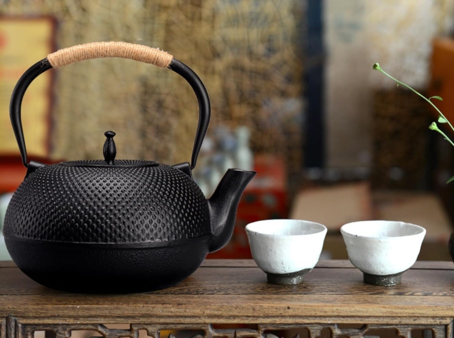 南部鉄器鉄瓶直火対応やかん鉄びん鉄器鋳物茶道道具鉄分補給伝統工芸品コンパクト急須ポット新築引っ越し母の日ギフトお祝い (1600ml,1)