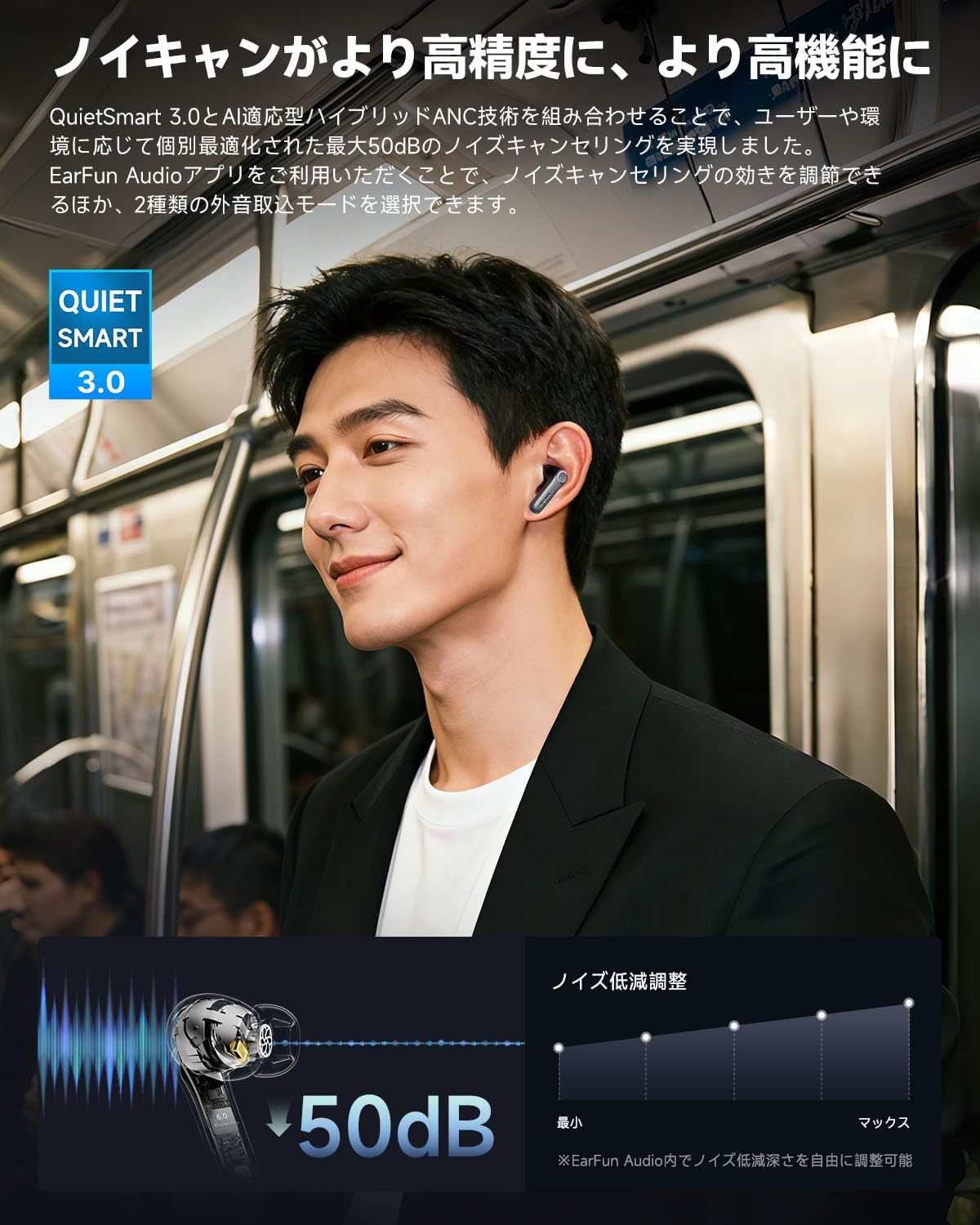 EarFun Air Pro 4+ Wireless Earphones Bluetooth 6.0 / Hybrid Dual Drivers / Smallest Class BA Driver / Advanced Chip "QCC3091" aptX Lossless / High Resolution LDAC Compatible / Snapdragon Sound