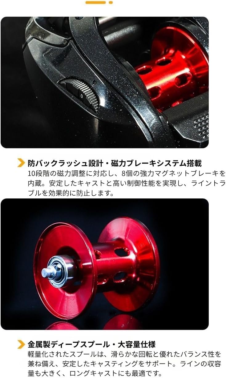 ベイトリール 右ハンドル 左ハンドル フィッシング リール 両軸リール エクストラハイギア（XG） 7.2：1 ベイトキャスティングリール 軽量 釣り 釣り具 釣り用品 [並行輸入品]