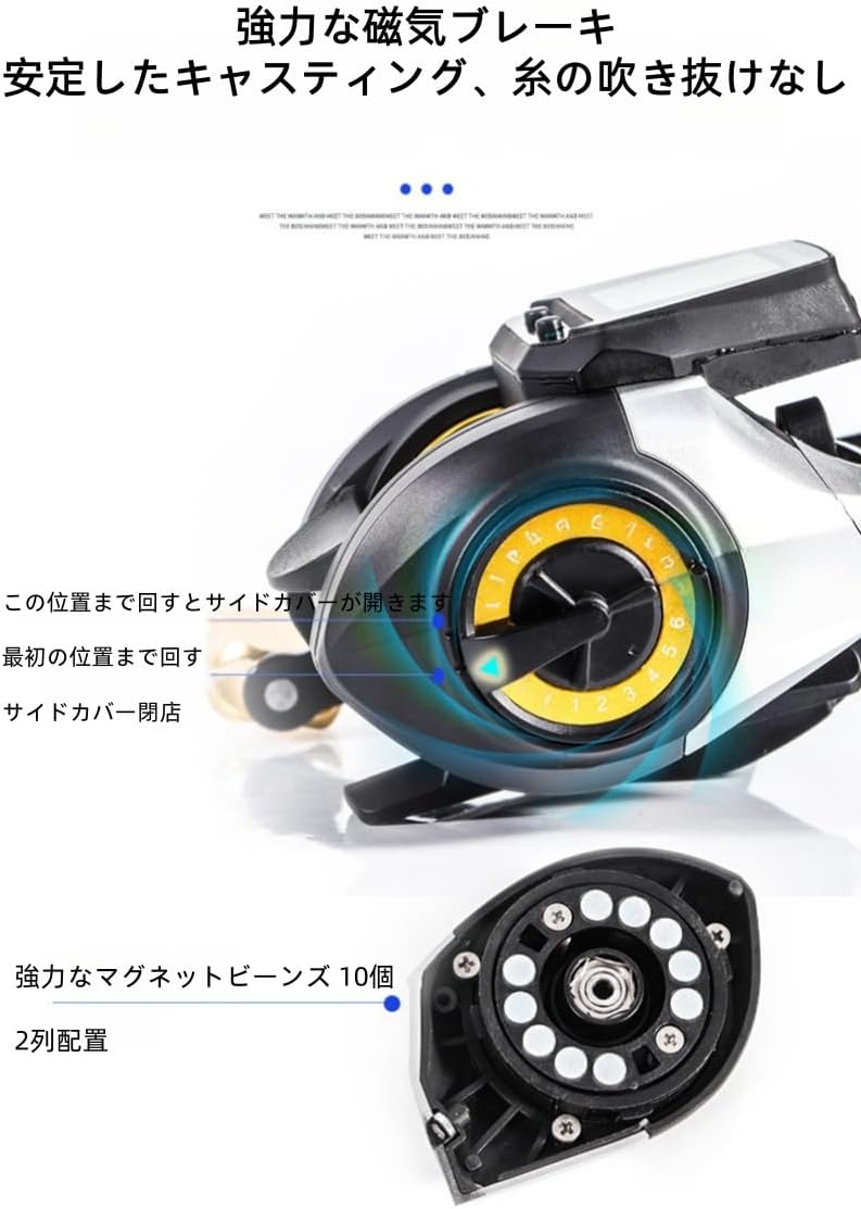 デジタルカウンター搭載 ベイトリール 充電式 USB式 数字表示ルアーリール 左右ハンドル対応 魚群アラーム付き 強磁ブレーキ 防爆ライン 高精度カウンター 夜釣り対応 釣り用リール アルミスプール 6.3:1（左手用／右手用） [並行輸入品]