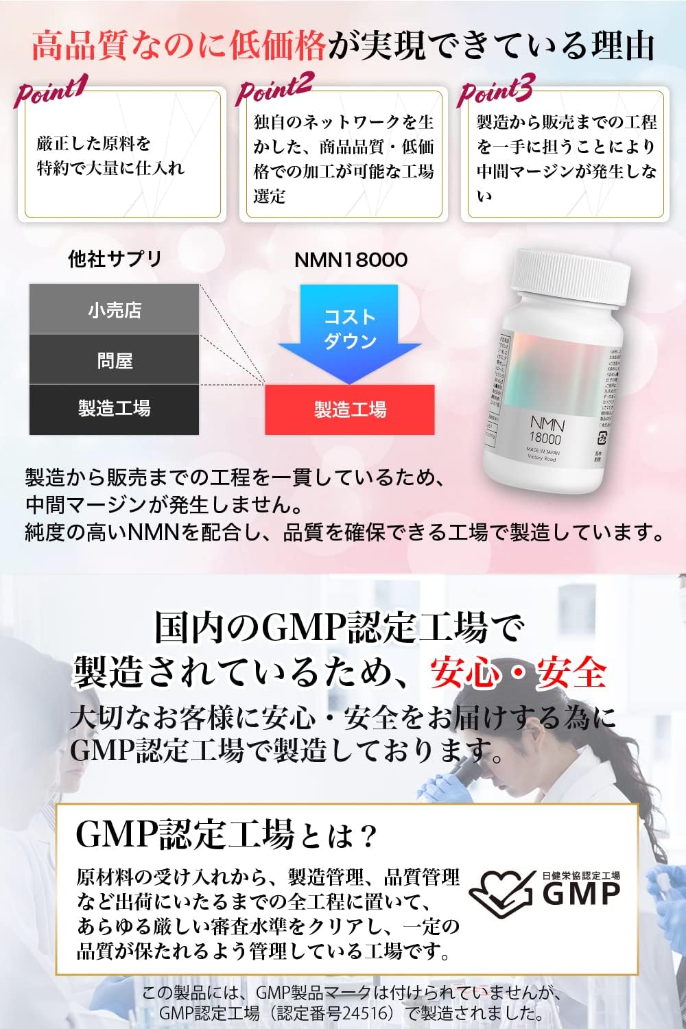 NMN Supplement, 18,000 mg (200 mg per capsule), Made in Japan, Yeast Fermented, High Purity, 99% or higher Vitamin B3, Chlorella Euglena (Green Algae), Royal Jelly, 90 Capsules, Titanium Dioxide Free