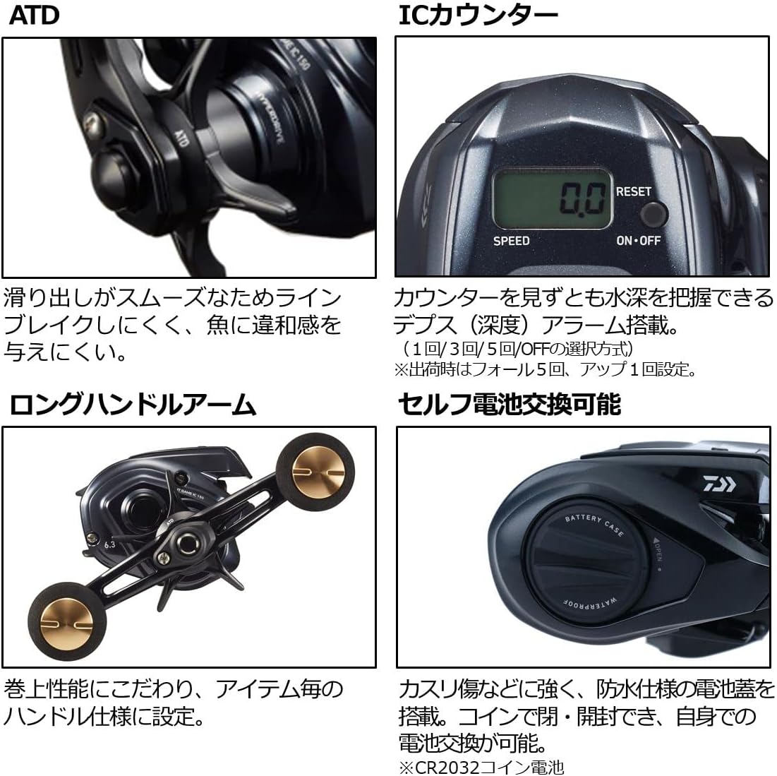 DAIWA Biaxial Reel with Counter Light Gem IC 150-DH/150/200 Right/Left Handle (2022 Model)