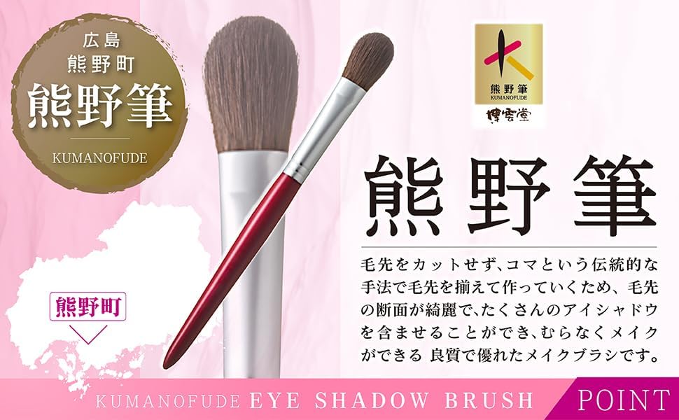 Hakuundo Kumano Brush, Nose Shadow Brush, Concealer Brush, Makeup Brush, Eye Makeup, Makeup Brush, Durable, Easy to Clean, Compact Round