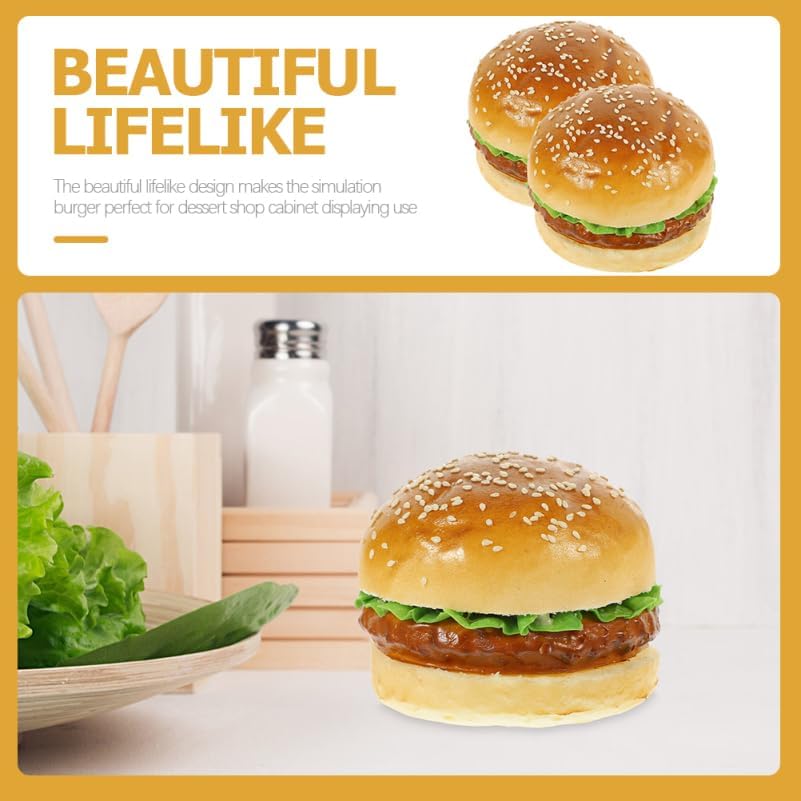 NOLITOY 2pcs Realistic Simulation Hamburger Model Photo Props Food Sample Table Decoration Educational Play Material and Durable