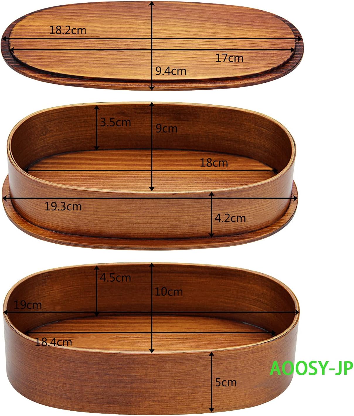 AOOSY Bento Box 1000ml Small 2-Tier Natural Lacquered Magewappa Lunch Box Lightweight Bento Box with Wooden Spoon and Fork for Commuting, School, Handmade Large Capacity Bento Box for Boys, Girls