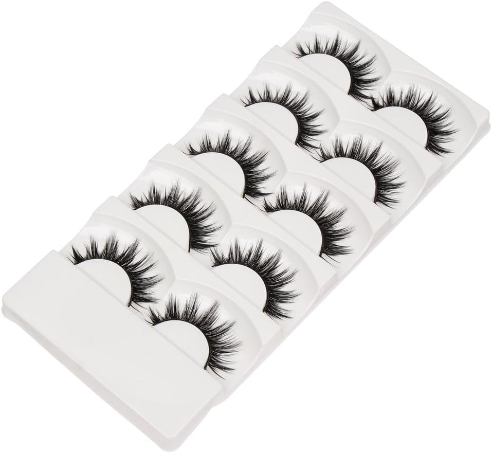 Soft 5 Pairs Handmade Makeup Thick False Eyelashes Long Black Natural