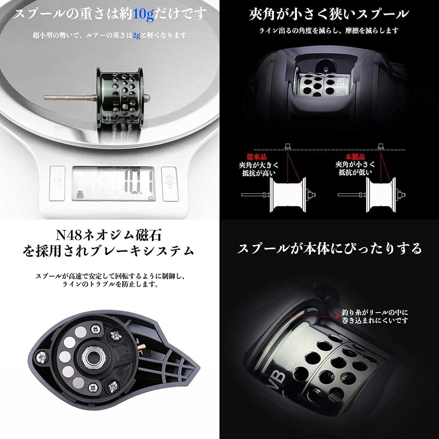 YU125A Fishing Reel, Baitfiness, Saltwater Fishing, Baitfiness, Left Handle, Left Handle, Right Handle, Maximum Drag Force, 12.1 lbs (5.5 kg), Gear Ratio, 6.3:1, Lightweight, Far-throwing,