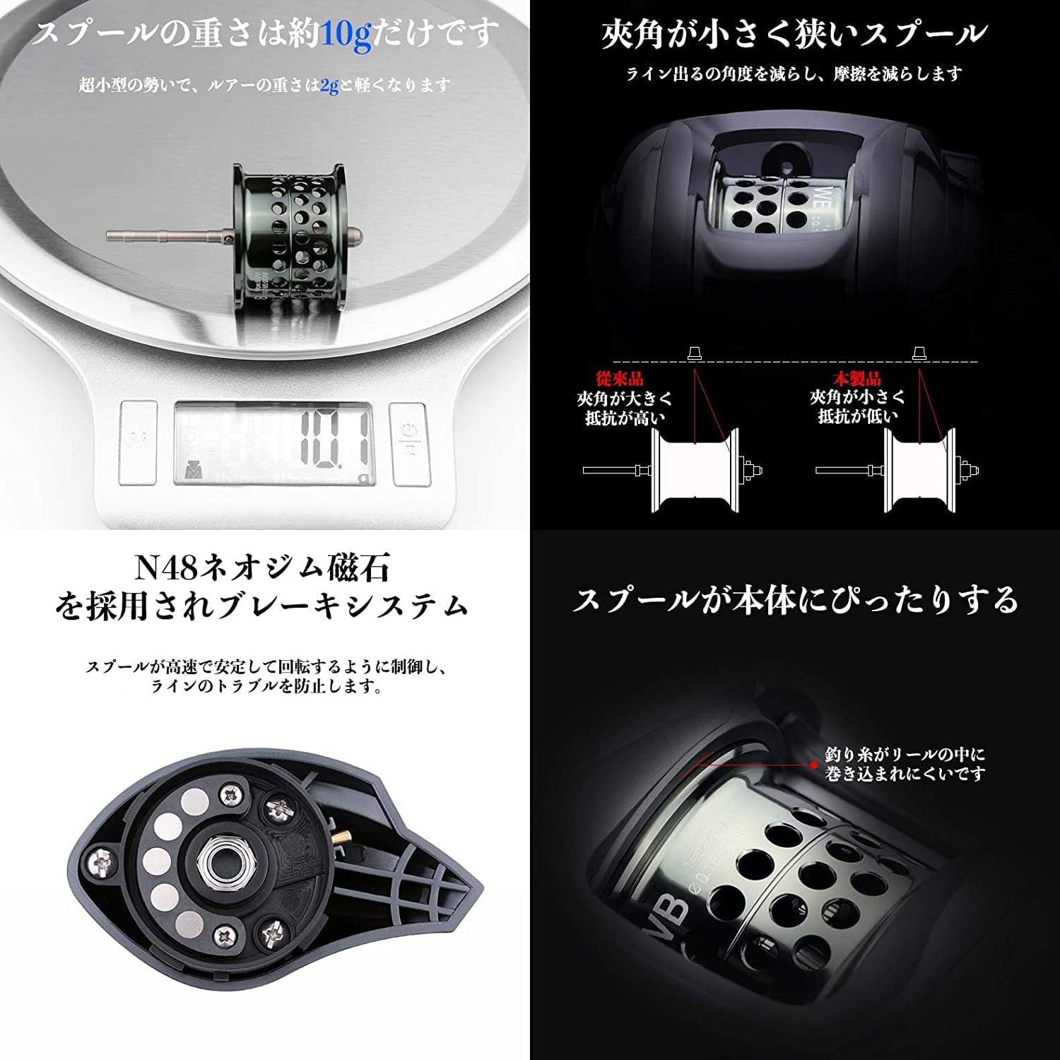 YU125A Fishing Reel, Baitfiness, Saltwater Fishing, Baitfiness, Left Handle, Left Handle, Right Handle, Maximum Drag Force, 12.1 lbs (5.5 kg), Gear Ratio, 6.3:1, Lightweight, Far-throwing,