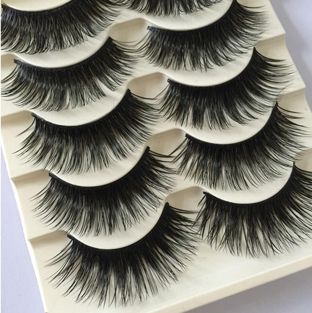 5 Pairs Natural Long False Eyelashes Handmade Thick False Eyelashes Black Makeup Tools