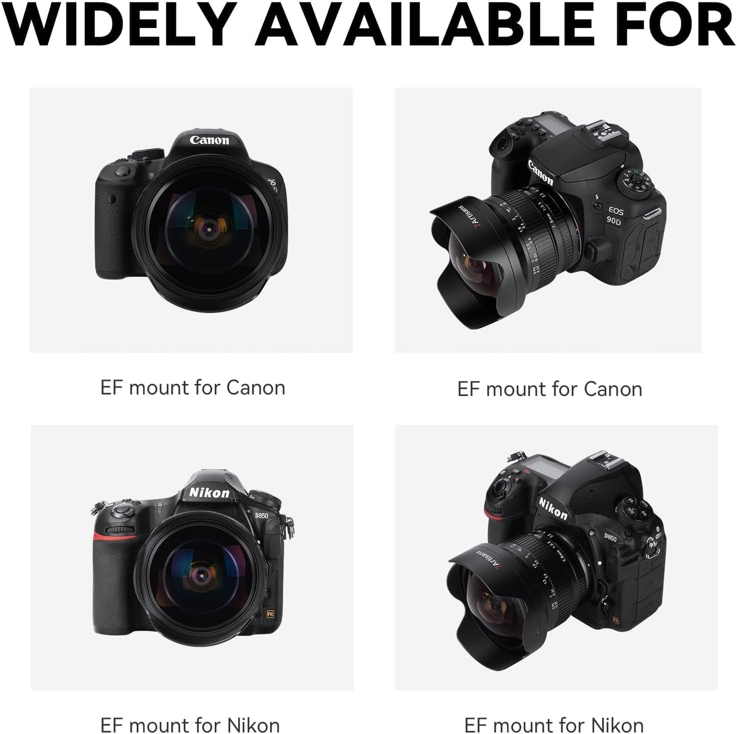 7artisans MF 7.5mm F3.5 APS-C 205° Super Wide Angle Manual Fisheye Lens for Canon EF DSLR Lens 80D 200D Black