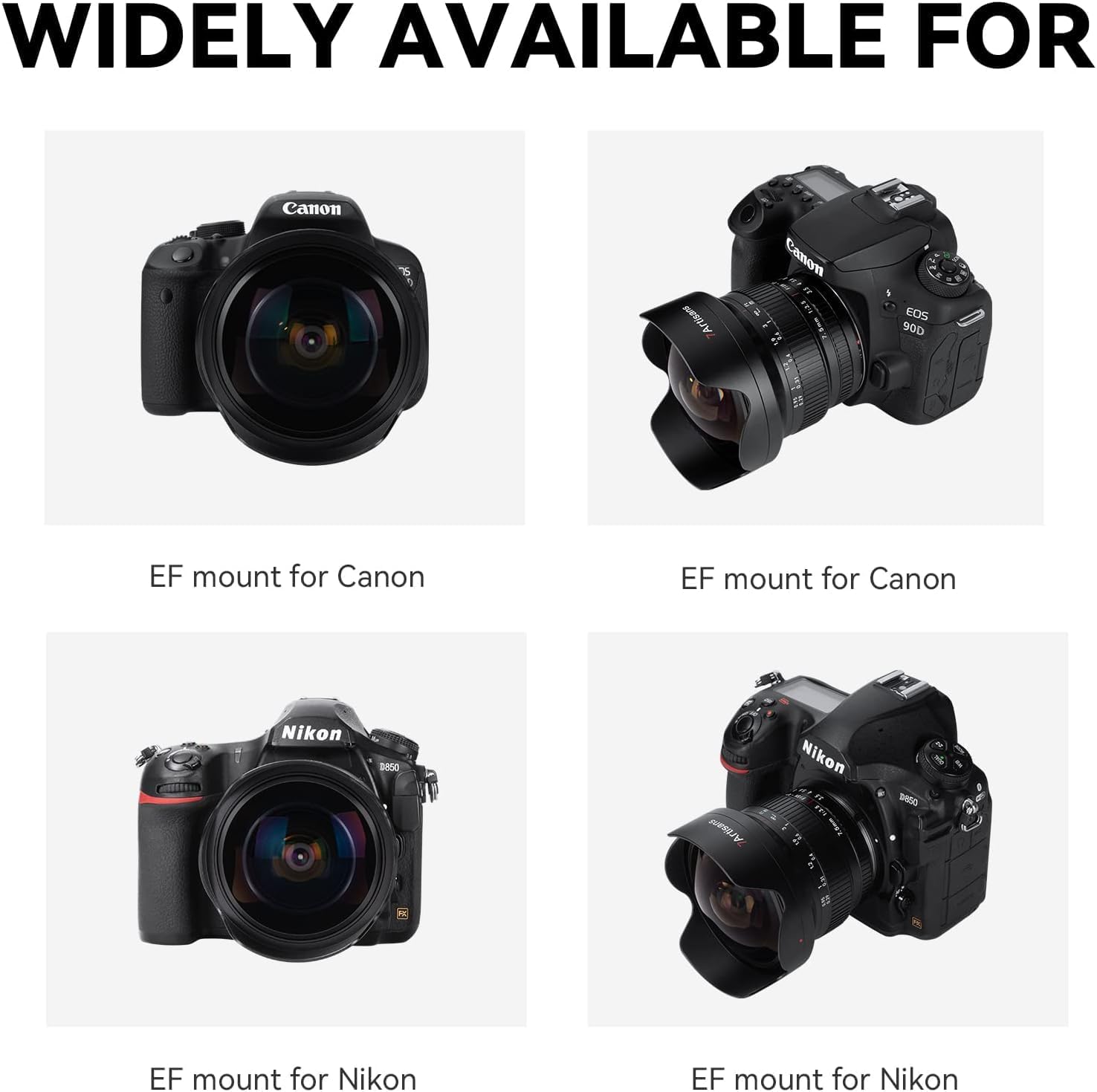7artisans MF 7.5mm F3.5 APS-C 205° Super Wide Angle Manual Fisheye Lens for Canon EF DSLR Lens 80D 200D Black
